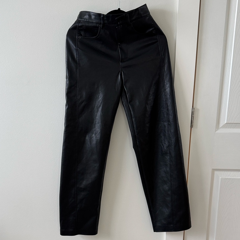 Aritzia Black Faux Leather Wide Leg Pants